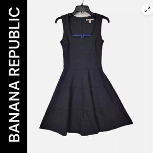 BANANA REPUBLIC Black Fit and Flare Sleeveless Dress, Size 6P NEW WITH TAG!